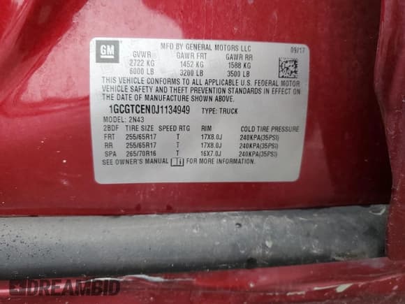 ✅ 2018 Chevrolet Colorado 4WD LT • VIN: 1GCGTCEN0J1134949 • Lot: 80168465. Listed on Copart with 58,143 mi. Free auction sales archive from the USA and detailed vehicle history report at DreamBid. Image 12.