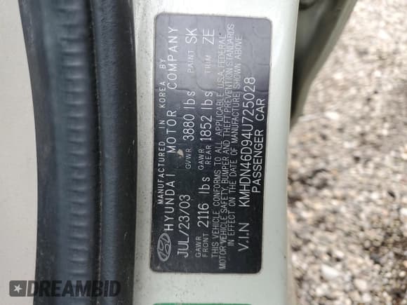 ✅ 2004 Hyundai Elantra GLS • VIN: KMHDN46D94U725028 • Lot: 52149425. Wystawiony na Copart z przebiegiem 117 495 mil. Bezpłatny archiwum sprzedaży aukcyjnych z USA i szczegółowy raport historii pojazdu na DreamBid. Zdjęcie 13.