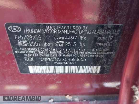 ✅ 2016 Hyundai Sonata Sport • VIN: 5NPE34AFXGH393655 • Лот: 43467432. Опубликован ранее на IAAI с пробегом 145 440 миль. Бесплатный доступ к архиву аукционных продаж из США и подробный отчёт об истории автомобиля на DreamBid. Изображение 9.