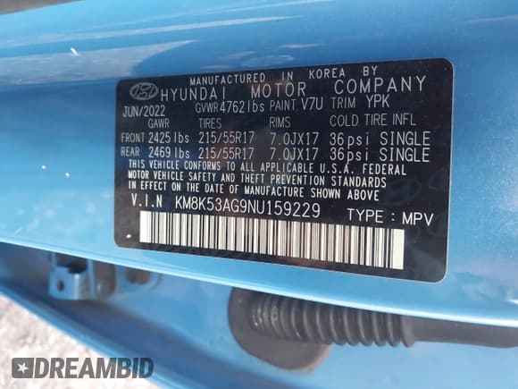 ✅ 2022 Hyundai Kona Limited • VIN: KM8K53AG9NU159229 • Лот: 43716573. Опубликован ранее на IAAI с пробегом 63 425 миль. Бесплатный доступ к архиву аукционных продаж из США и подробный отчёт об истории автомобиля на DreamBid. Изображение 9.