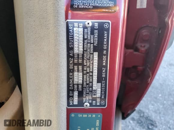 ✅ 1989 Mercedes-Benz 260 • VIN: WDBEA26D6KA989345 • Lot: 41466245. Listed on Copart with 55,516 mi. Free auction sales archive from the USA and detailed vehicle history report at DreamBid. Image 13.