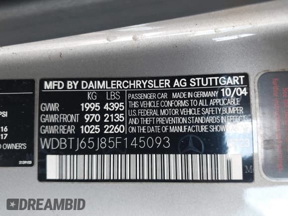 ✅ 2005 Mercedes-Benz CLK 320 • VIN: WDBTJ65J85F145093 • Lot: 42580482. Wystawiony na IAAI z przebiegiem 159 961 mil. Bezpłatny archiwum sprzedaży aukcyjnych z USA i szczegółowy raport historii pojazdu na DreamBid. Zdjęcie 9.