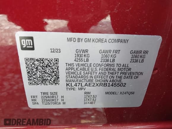 ✅ 2024 Buick Envista Preferred • VIN: KL47LAE2XRB145502 • Lot: 42998294. Listed on IAAI with 5,721 mi. Free auction sales archive from the USA and detailed vehicle history report at DreamBid. Image 9.