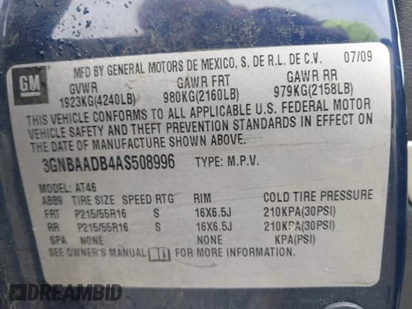 ✅ 2010 Chevrolet HHR LS • VIN: 3GNBAADB4AS508996 • Lot: 42181486. Listed on IAAI with 259,887 mi. Free auction sales archive from the USA and detailed vehicle history report at DreamBid. Image 9.