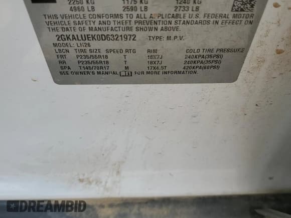 ✅ 2013 GMC Terrain SLT • VIN: 2GKALUEK0D6321972 • Lot: 80329435. Wystawiony na Copart z przebiegiem 170 739 mil. Bezpłatny archiwum sprzedaży aukcyjnych z USA i szczegółowy raport historii pojazdu na DreamBid. Zdjęcie 13.