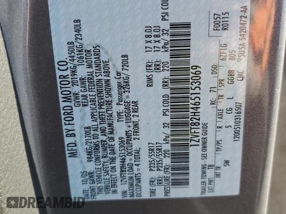 ✅ 2006 Ford Mustang GT Deluxe • VIN: 1ZVFT82H465153069 • Лот: 85731755. Опубликован ранее на Copart с пробегом 71 294 миль. Бесплатный доступ к архиву аукционных продаж из США и подробный отчёт об истории автомобиля на DreamBid. Изображение 12.