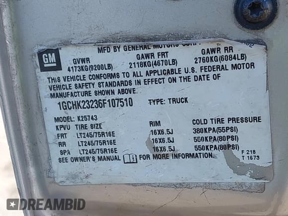 ✅ 2006 Chevrolet Silverado 2500HD LT1 • VIN: 1GCHK23236F107510 • Лот: 43625991. Опубликован ранее на IAAI с пробегом 420 541 миль. Бесплатный доступ к архиву аукционных продаж из США и подробный отчёт об истории автомобиля на DreamBid. Изображение 9.