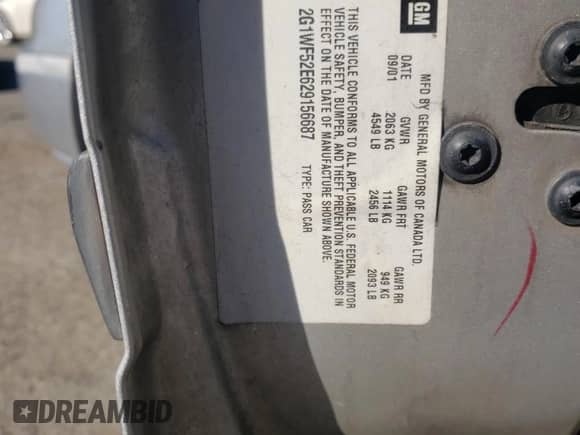 ✅ 2002 Chevrolet Impala • VIN: 2G1WF52E629156687 • Лот: 85865844. Размещён на Copart с пробегом 180 460 миль миль. Получите бесплатный доступ к архиву аукционных продаж из США и посмотрите подробный отчёт об истории автомобиля на DreamBid. Изображение 12.