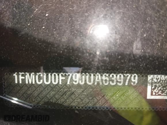 ✅ 2018 Ford Escape S • VIN: 1FMCU0F79JUA63979 • Lot: 42184819. Listed on IAAI with 125,720 mi. Free auction sales archive from the USA and detailed vehicle history report at DreamBid. Image 9.