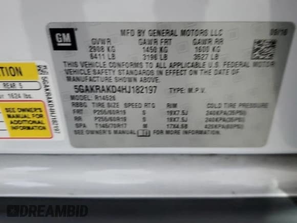 ✅ 2017 Buick Enclave Convenience • VIN: 5GAKRAKD4HJ182197 • Lot: 92213545. Listed on Copart with 87,954 mi. Free auction sales archive from the USA and detailed vehicle history report at DreamBid. Image 13.