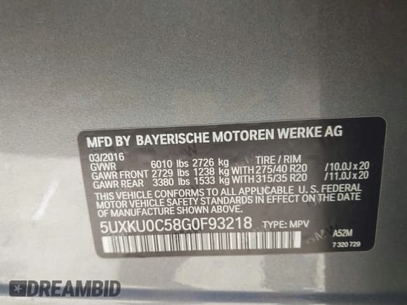 ✅ 2016 BMW X6 sDrive35i • VIN: 5UXKU0C58G0F93218 • Lot: 42293775. Listed on IAAI with 92,236 mi. Free auction sales archive from the USA and detailed vehicle history report at DreamBid. Image 9.