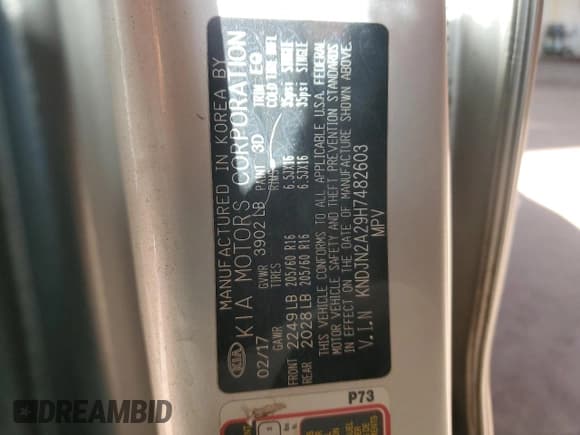 ✅ 2017 Kia Soul • VIN: KNDJN2A29H7482603 • Lot: 49154105. Listed on Copart with 185,512 mi. Free auction sales archive from the USA and detailed vehicle history report at DreamBid. Image 12.