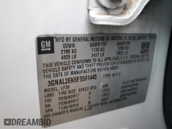 ✅ 2014 Chevrolet Captiva Sport LS • VIN: 3GNAL2EK8ES591445 • Lot: 46458615. Wystawiony na Copart z przebiegiem 150 444 mil. Bezpłatny archiwum sprzedaży aukcyjnych z USA i szczegółowy raport historii pojazdu na DreamBid. Zdjęcie 13.