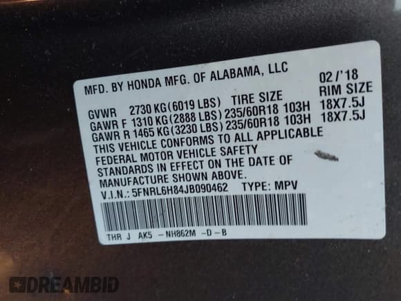 ✅ 2018 Honda Odyssey Touring • VIN: 5FNRL6H84JB090462 • Lot: 43736705. Wystawiony na IAAI z przebiegiem 316 413 mil. Bezpłatny archiwum sprzedaży aukcyjnych z USA i szczegółowy raport historii pojazdu na DreamBid. Zdjęcie 9.