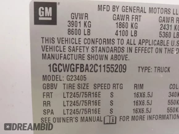 ✅ 2012 Chevrolet Express Cargo • VIN: 1GCWGFBA2C1155209 • Lot: 42559839. Listed on IAAI with 222,712 mi. Free auction sales archive from the USA and detailed vehicle history report at DreamBid. Image 9.