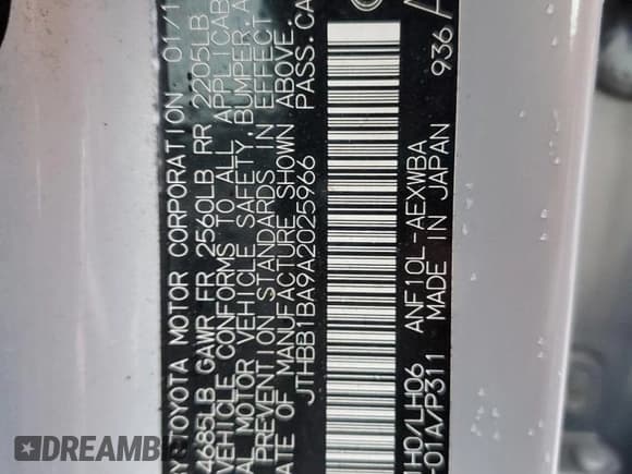 ✅ 2010 Lexus HS 250h • VIN: JTHBB1BA9A2025966 • Лот: 78516984. Опубликован ранее на Copart с пробегом 166 282 миль. Бесплатный доступ к архиву аукционных продаж из США и подробный отчёт об истории автомобиля на DreamBid. Изображение 12.