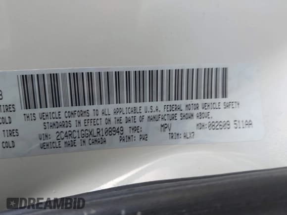 ✅ 2020 Chrysler Pacifica Limited • VIN: 2C4RC1GGXLR108949 • Лот: 43766006. Опубликован ранее на IAAI с пробегом 107 305 миль. Бесплатный доступ к архиву аукционных продаж из США и подробный отчёт об истории автомобиля на DreamBid. Изображение 9.