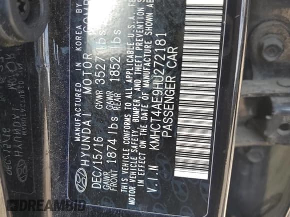 ✅ 2017 Hyundai Accent SE • VIN: KMHCT4AE9HU272181 • Лот: 54704874. Опубликован ранее на Copart с пробегом 114 215 миль. Бесплатный доступ к архиву аукционных продаж из США и подробный отчёт об истории автомобиля на DreamBid. Изображение 12.