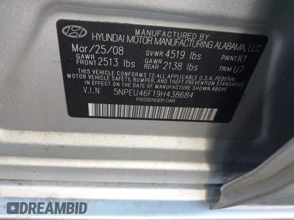 ✅ 2009 Hyundai Sonata SE • VIN: 5NPEU46F19H438684 • Лот: 41680043. Опубликован ранее на IAAI с пробегом Не указан. Бесплатный доступ к архиву аукционных продаж из США и подробный отчёт об истории автомобиля на DreamBid. Изображение 9.