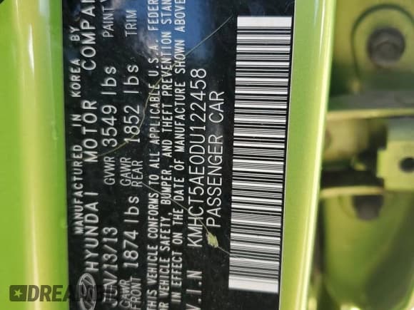 ✅ 2013 Hyundai Accent GS • VIN: KMHCT5AE0DU122458 • Лот: 72160644. Опубликован ранее на Copart с пробегом 104 775 миль. Бесплатный доступ к архиву аукционных продаж из США и подробный отчёт об истории автомобиля на DreamBid. Изображение 13.