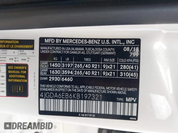 ✅ 2019 Mercedes-Benz GLE 43 AMG • VIN: 4JGDA6EB6KB197321 • Lot: 42699160. Listed on IAAI with 80,624 mi. Free auction sales archive from the USA and detailed vehicle history report at DreamBid. Image 9.