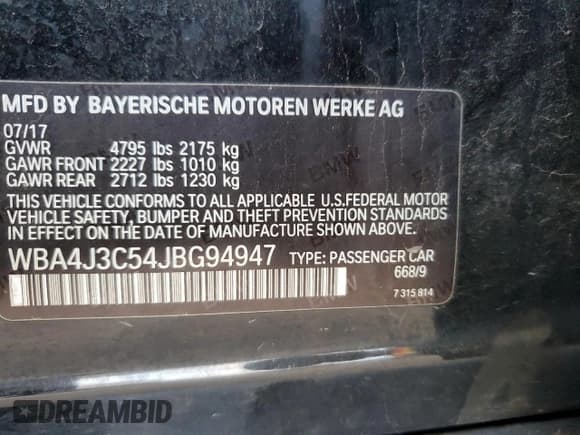 ✅ 2018 BMW 4 Series 430i xDrive • VIN: WBA4J3C54JBG94947 • Lot: 92542115. Listed on Copart with 74,108 mi. Free auction sales archive from the USA and detailed vehicle history report at DreamBid. Image 12.