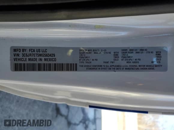 2021 Ram 1500 SLT с VIN 3C6JR7ET5MG563429, выставлен на аукционе Copart как лот 44926913 с пробегом 28 467 миль миль и Чистый • Clean title. История ставок и продаж доступна на DreamBid. Изображение 13.