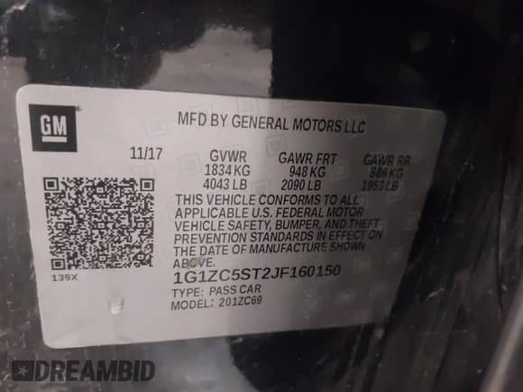 2018 Chevrolet Malibu LS с VIN 1G1ZC5ST2JF160150, выставлен на аукционе IAAI как лот 42266135 с пробегом 108 500 миль миль и . История ставок и продаж доступна на DreamBid. Изображение 9.