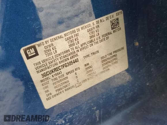 ✅ 2015 Chevrolet Silverado 1500 LT • VIN: 3GCUKREC7FG305440 • Лот: 69935094. Опубликован ранее на Copart с пробегом 180 026 миль. Бесплатный доступ к архиву аукционных продаж из США и подробный отчёт об истории автомобиля на DreamBid. Изображение 12.