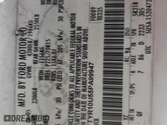 ✅ 2005 Ford Ranger XL • VIN: 1FTYR10U55PA99947 • Lot: 82315075. Listed on Copart with 130,929 mi. Free auction sales archive from the USA and detailed vehicle history report at DreamBid. Image 12.