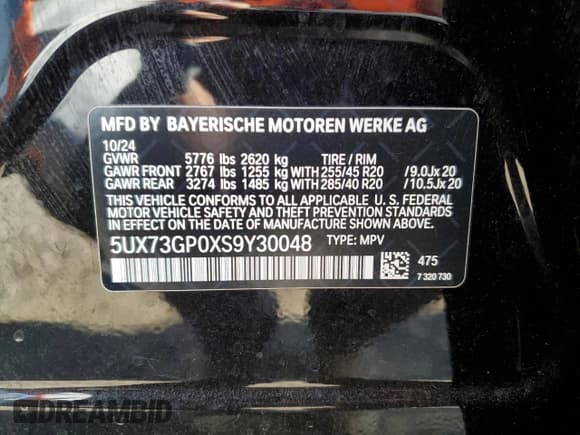 ✅ 2025 BMW X3 M50 xDrive • VIN: 5UX73GP0XS9Y30048 • Lot: 69661065. Wystawiony na Copart z przebiegiem 7 034 mil. Bezpłatny archiwum sprzedaży aukcyjnych z USA i szczegółowy raport historii pojazdu na DreamBid. Zdjęcie 14.