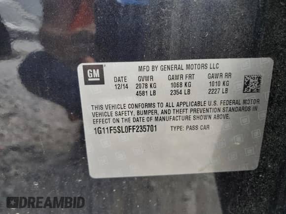 2015 Chevrolet Malibu LTZ с VIN 1G11F5SL0FF235701, выставлен на аукционе Copart как лот 85365965 с пробегом 148 638 миль миль и Чистый • Clean title. История ставок и продаж доступна на DreamBid. Изображение 12.