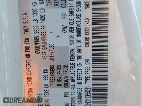 ✅ 2017 FIAT 124 Spider Classica • VIN: JC1NFAEK0H0106431 • Lot: 55705475. Wystawiony na Copart z przebiegiem 56 230 mil. Bezpłatny archiwum sprzedaży aukcyjnych z USA i szczegółowy raport historii pojazdu na DreamBid. Zdjęcie 13.