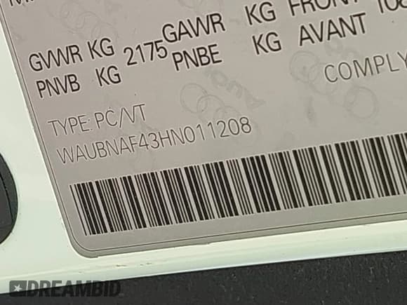 ✅ 2017 Audi A4 Progressiv • VIN: WAUBNAF43HN011208 • Lot: 43126109. Wystawiony na IAAI z przebiegiem 152 976 mil. Bezpłatny archiwum sprzedaży aukcyjnych z USA i szczegółowy raport historii pojazdu na DreamBid. Zdjęcie 9.