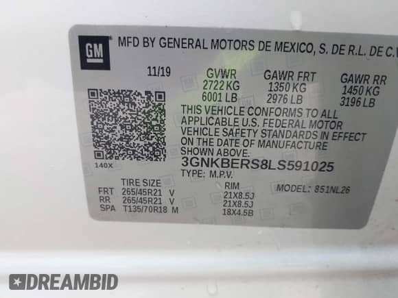 2020 Chevrolet Blazer RS z VIN 3GNKBERS8LS591025, wystawiony jako IAAI lot #43026312 z przebiegiem 58 380 mil mil oraz . Historia ofert i sprzedaży dostępna na DreamBid. Obrazek 9.