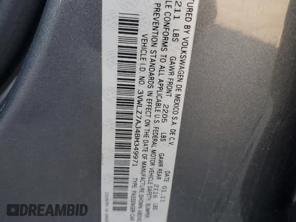 ✅ 2011 Volkswagen Jetta SEL • VIN: 3VWLZ7AJ4BM349971 • Лот: 92242625. Опубликован ранее на Copart с пробегом 117 910 миль. Бесплатный доступ к архиву аукционных продаж из США и подробный отчёт об истории автомобиля на DreamBid. Изображение 12.