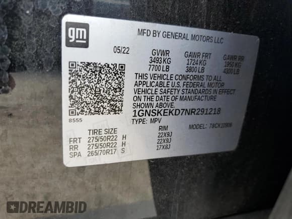 ✅ 2022 Chevrolet Suburban RST • VIN: 1GNSKEKD7NR291218 • Lot: 67350034. Wystawiony na Copart z przebiegiem 51 919 mil. Bezpłatny archiwum sprzedaży aukcyjnych z USA i szczegółowy raport historii pojazdu na DreamBid. Zdjęcie 14.