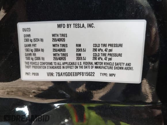 ✅ 2023 Tesla Model Y Long Range • VIN: 7SAYGDEE8PF815622 • Lot: 41515433. Listed on IAAI with 70,862 mi. Free auction sales archive from the USA and detailed vehicle history report at DreamBid. Image 9.