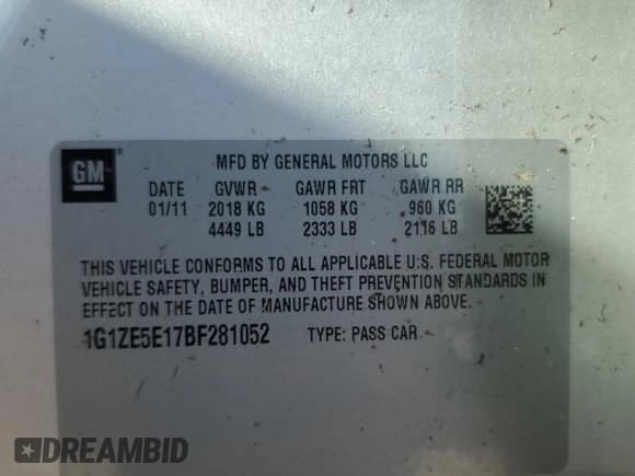 ✅ 2011 Chevrolet Malibu LTZ • VIN: 1G1ZE5E17BF281052 • Lot: 74687744. Listed on Copart with Not provided. Free auction sales archive from the USA and detailed vehicle history report at DreamBid. Image 13.