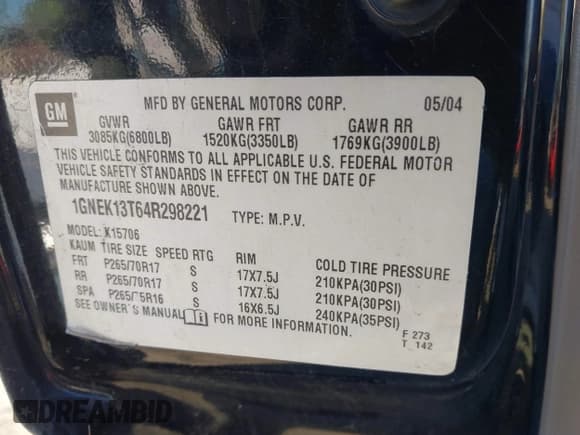 ✅ 2004 Chevrolet Tahoe LS • VIN: 1GNEK13T64R298221 • Лот: 43615648. Опубликован ранее на IAAI с пробегом 199 192 миль. Бесплатный доступ к архиву аукционных продаж из США и подробный отчёт об истории автомобиля на DreamBid. Изображение 9.