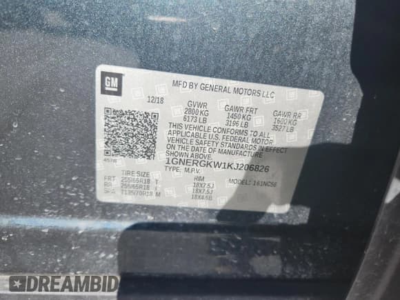 ✅ 2019 Chevrolet Traverse LT Cloth • VIN: 1GNERGKW1KJ206826 • Lot: 90917795. Wystawiony na Copart z przebiegiem 94 485 mil. Bezpłatny archiwum sprzedaży aukcyjnych z USA i szczegółowy raport historii pojazdu na DreamBid. Zdjęcie 13.