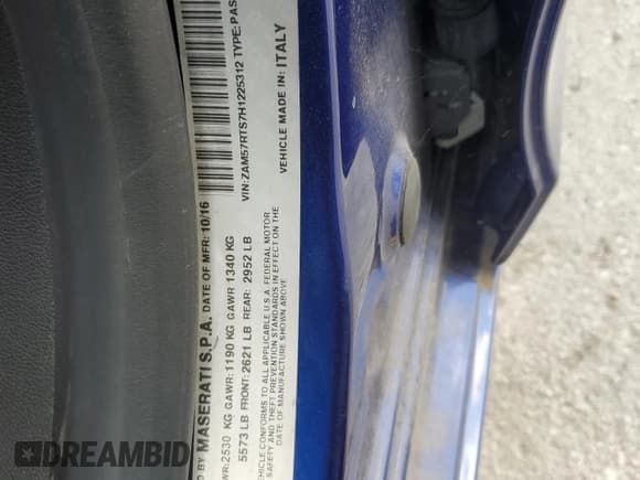 ✅ 2017 Maserati Ghibli S Q4 • VIN: ZAM57RTS7H1225312 • Lot: 68214015. Wystawiony na Copart z przebiegiem 39 157 mil. Bezpłatny archiwum sprzedaży aukcyjnych z USA i szczegółowy raport historii pojazdu na DreamBid. Zdjęcie 12.