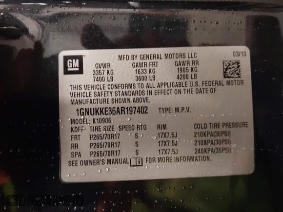 ✅ 2010 Chevrolet Suburban LTZ • VIN: 1GNUKKE36AR197402 • Lot: 43824032. Listed on IAAI with 146,390 mi. Free auction sales archive from the USA and detailed vehicle history report at DreamBid. Image 9.