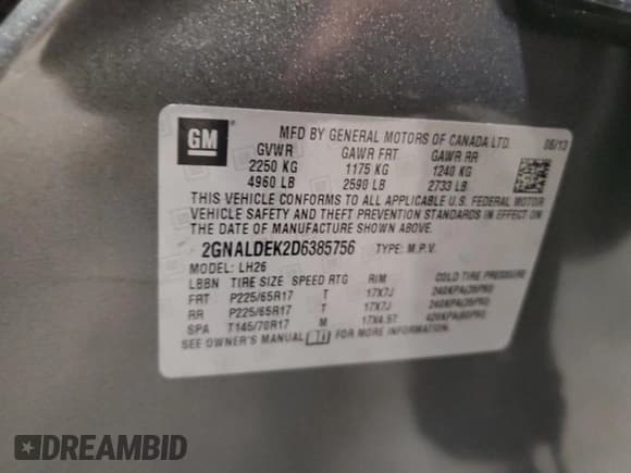 ✅ 2013 Chevrolet Equinox LT • VIN: 2GNALDEK2D6385756 • Lot: 90724725. Listed on Copart with 138,167 mi. Free auction sales archive from the USA and detailed vehicle history report at DreamBid. Image 14.