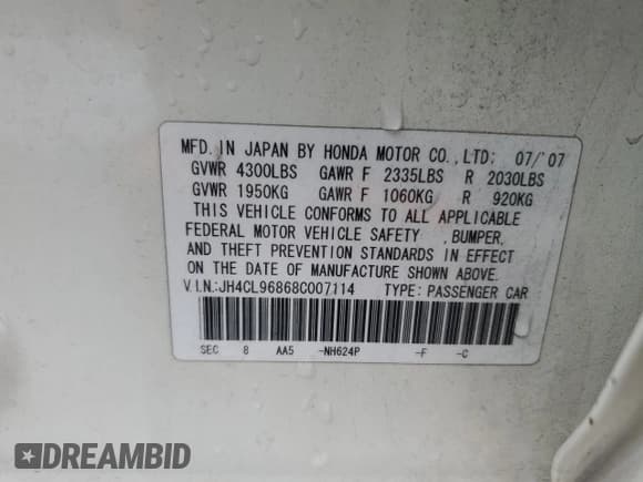 ✅ 2008 Acura TSX • VIN: JH4CL96868C007114 • Lot: 91314095. Wystawiony na Copart z przebiegiem Nie podano. Bezpłatny archiwum sprzedaży aukcyjnych z USA i szczegółowy raport historii pojazdu na DreamBid. Zdjęcie 13.