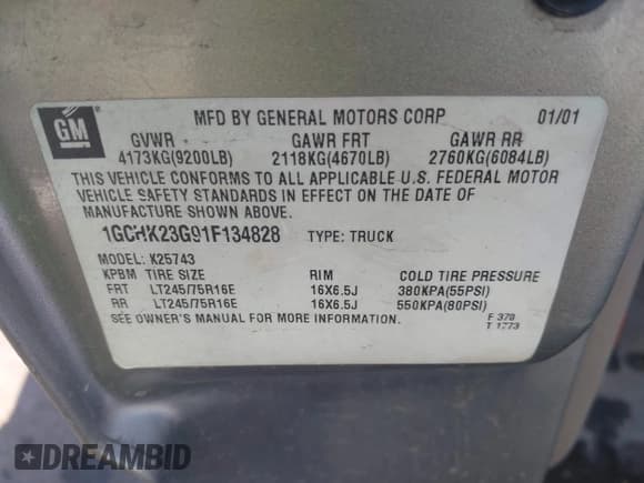 ✅ 2001 Chevrolet Silverado 2500HD LT3 • VIN: 1GCHK23G91F134828 • Лот: 40725454. Опубликован ранее на IAAI с пробегом 187 129 миль. Бесплатный доступ к архиву аукционных продаж из США и подробный отчёт об истории автомобиля на DreamBid. Изображение 9.