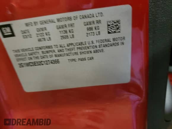 2012 Chevrolet Impala LTZ with VIN 2G1WC5E32C1274366, listed as a Copart auction lot 82264245 with Not provided miles and Clean title. Bid and sale history available at DreamBid. Image 12.