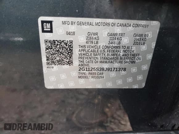 ✅ 2018 Chevrolet Impala Premier • VIN: 2G1125S39J9171378 • Лот: 73277954. Опубликован ранее на Copart с пробегом 116 058 миль. Бесплатный доступ к архиву аукционных продаж из США и подробный отчёт об истории автомобиля на DreamBid. Изображение 12.