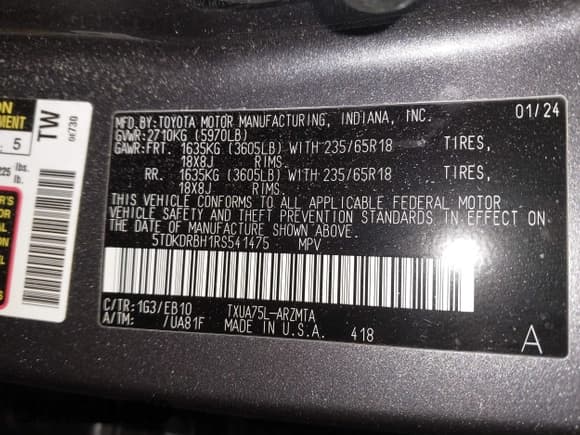 ✅ 2024 Toyota Highlander LE • VIN: 5TDKDRBH1RS541475 • Lot: 43758462. Listed on IAAI with 41,092 mi. Free auction sales archive from the USA and detailed vehicle history report at DreamBid. Image 9.