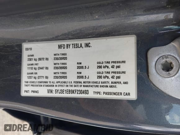 ✅ 2019 Tesla Model 3 Long Range • VIN: 5YJ3E1EB9KF230493 • Lot: 42084204. Wystawiony na IAAI z przebiegiem 112 548 mil. Bezpłatny archiwum sprzedaży aukcyjnych z USA i szczegółowy raport historii pojazdu na DreamBid. Zdjęcie 9.